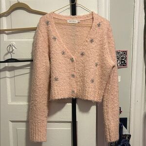 All in Favor Pink Embellished Cardigan